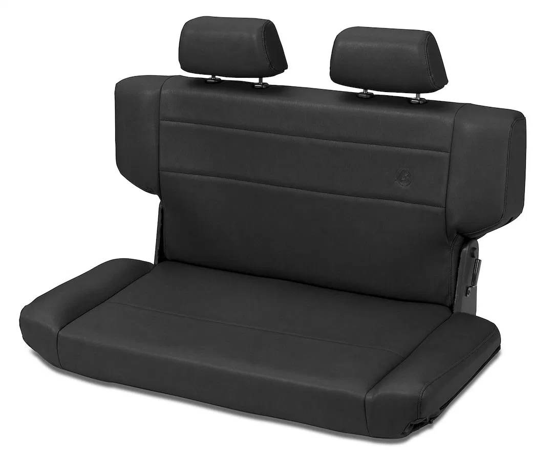 39435-01 – BESTOP Seat, Rear Fold And Tumble Bench Black Vinyl Dual Adjustable Headrest Brackets Included